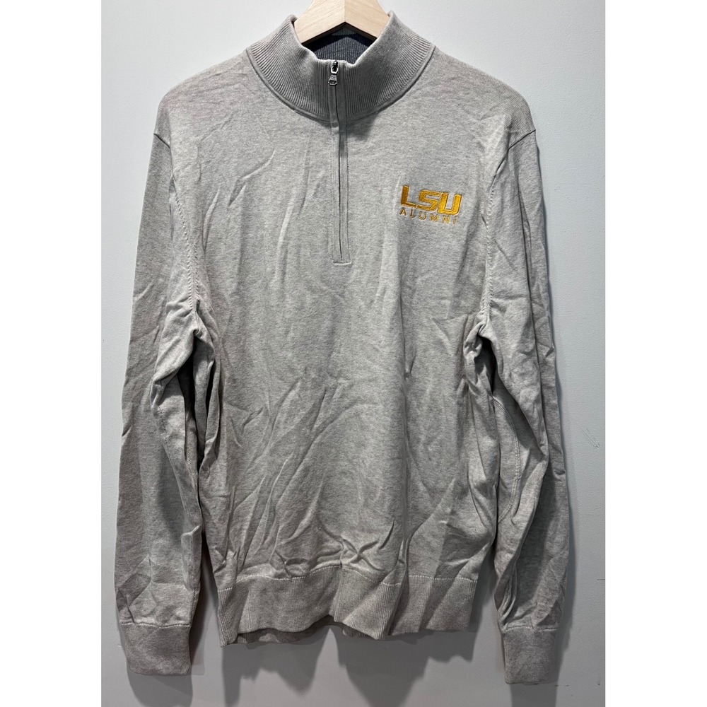 Men's Cutter &‎ Buck Gray LSU Tigers Roam Eco Recycled Quarter-Zip Pullover L